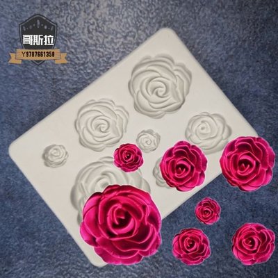 DIY矽膠Fondant模具花朵玫瑰形7孔巧克力模具蛋糕烘焙#哥斯拉之家#