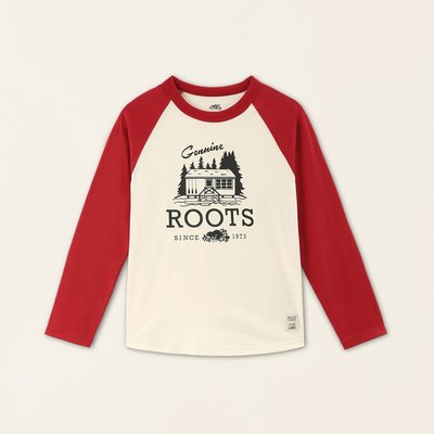 [RS代購 Roots全新正品優惠] Roots小童-經典小木屋系列 經典LOGO棒球T恤 滿額即贈購物袋