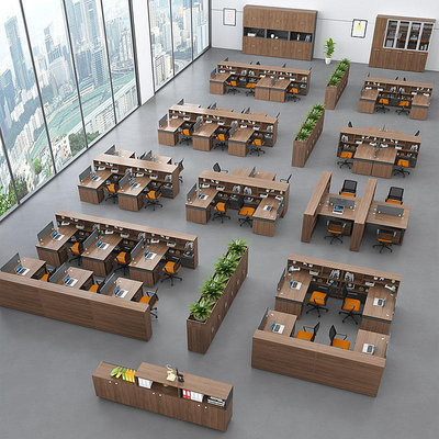 財務辦公桌辦公室桌椅組合簡約現代職員員工工位電腦桌雙人辦公桌