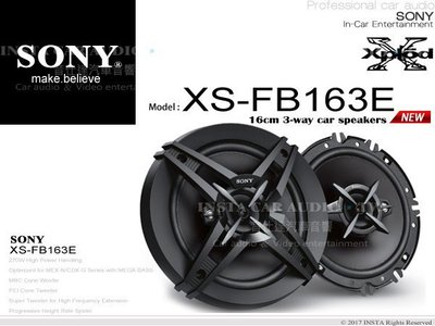 音仕達汽車音響 SONY 全新款【XS-FB163E】6吋 / 6.5吋三音路同軸喇叭 260W 公司貨