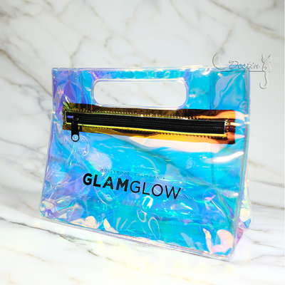 GlamGlow 美國 化妝包 手拿包 過夜包 方包 寬底 透明 全新 現貨