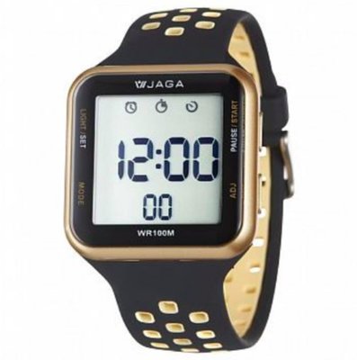 [時間達人]JAGA捷卡 超大字液晶 顯示 科技時尚運動型電子錶-M1179 黑\玫瑰金