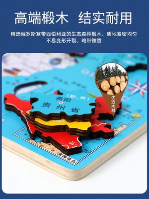 3d拼圖世界地圖中文版木制雙面磁性兒童啟蒙早教大號地圖拼板益智#促銷 #現貨