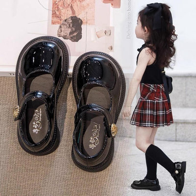 【小點點】女童黑色小皮鞋2024秋季新兒童鞋子公主鞋軟底春秋小女孩大童