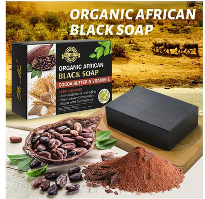 惠萬家 買2送1 非洲黑皂維E精油皂清潔收縮毛孔沐浴手工皂 可可豆維生素E黑肥皂
