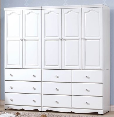 【生活家傢俱】SY-168-1：愛麗絲白色7X7尺衣櫥【台中家具】白色衣櫃 實木+低甲醛木心板 歐式鄉村風 台灣製造