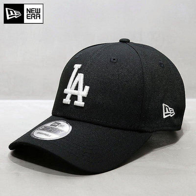 小Z代購#韓國正品NewEra帽子女潮鴨舌帽MLB棒球帽男硬頂經典款LA黑色