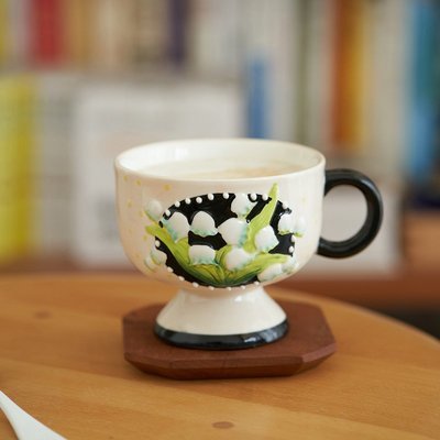 肆月法式鈴蘭花咖啡杯家用中古杯子陶瓷下午茶茶具高檔~特價家用雜貨