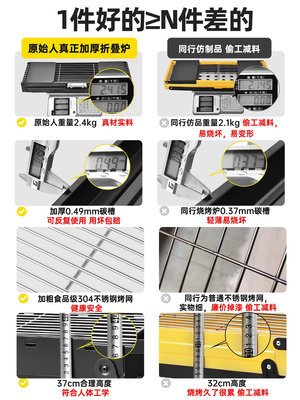 燒烤爐家用烤肉架露營戶外小型烤爐不銹鋼折疊爐子木炭架子