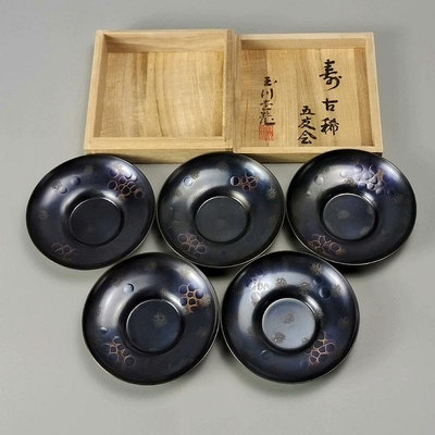 新 日本玉川堂茶托，銅杯托，茶杯托，一張銅打，手打錘紋，厚重有