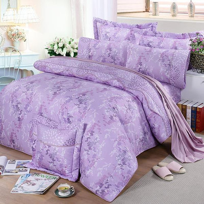 【FITNESS】精梳棉雙人七件式床罩組-律彌爾(紫)_TRP多利寶