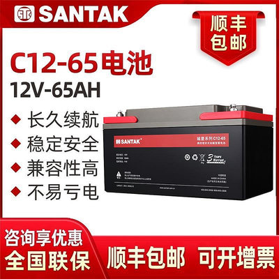 山特 SANTAK UPS不間斷電源電池 鉛酸蓄電池免維護12V65AH C12-65