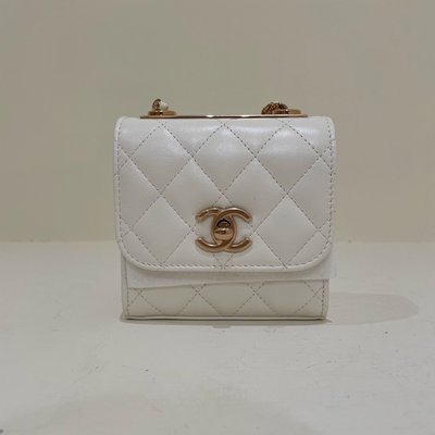 Chanel Mini Trendy 白色 玫瑰金釦 羊皮《精品女王全新&amp;二手》