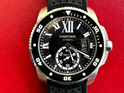 飛馬當舖 CARTIER 卡地亞 Calibre 橡膠錶帶款 W7100056 潛水錶 9成5新 42mm