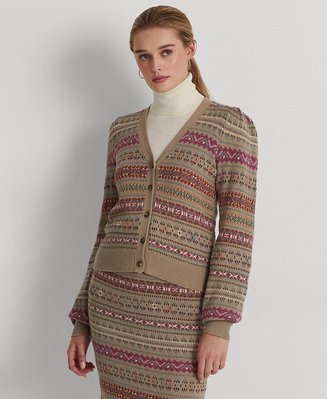 RALPH LAUREN Women's Fair Isle Cotton-Blend Cardigan Sweater