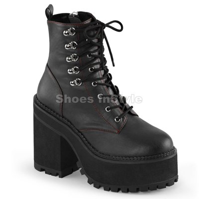 Shoes InStyle《四吋》美國品牌 DEMONIA 原廠正品龐克歌德蘿莉厚底高跟短馬靴 有大尺碼『黑色』