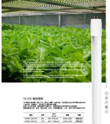 新莊好商量~MARCH LED 18W 植物燈管 T8 4尺 四尺 栽培 植栽 保固1年 取下啟動器就可直接用 含稅