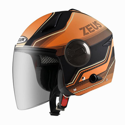 『元成安全帽』ZEUS安全帽 ZS-612A (AD17) 消光黑橘 ＊小帽款/ 雙層鏡片/ 可拆內襯/ 四分之三