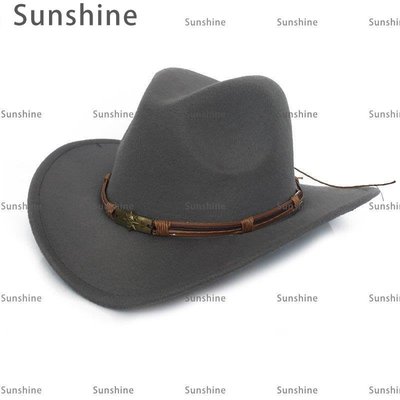 [Sunshine]Women Men Wool Western Cowboy Hat 毛呢爵士帽男女西部牛仔帽子