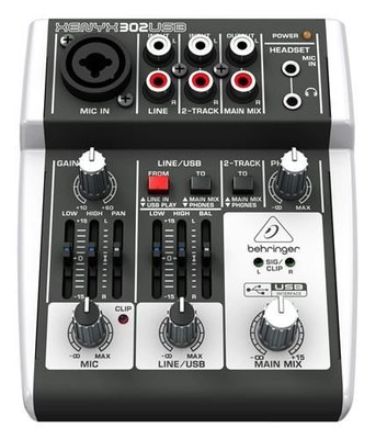 【金聲樂器】全新 Behringer XENYX 302 USB Interface 迷你 錄音介面 混音器