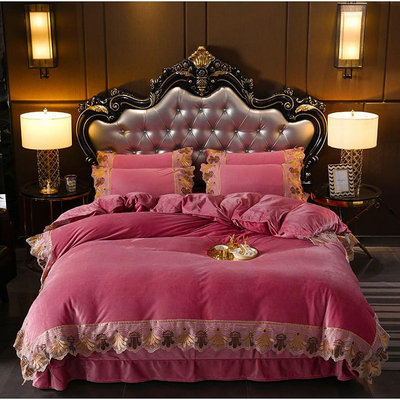 歐式浪漫 加厚水晶絨四件組 床罩組 床單組 床裙款 寶寶絨 牛奶絨 雙面絨 冬季保暖 雙人床上用品 兩用被