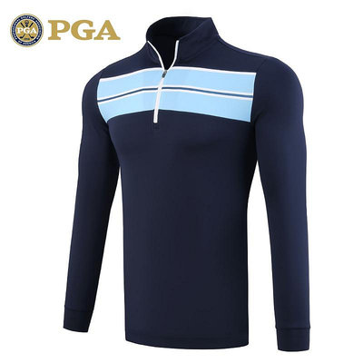 美國PGA 高爾夫服裝 男士長袖T恤 秋冬季保暖衣領外套男裝polo衫