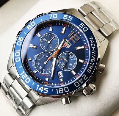 TAG HEUER Formula 1 藍色面錶盤 銀色不鏽鋼錶帶 石英 三眼計時 男士手錶 CAZ1014.BA0842 豪雅 F1