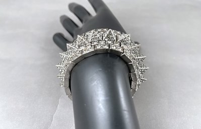 [我是寶琪] Philippe Audibert Paris 銀色鉚釘水鑽伸縮手環