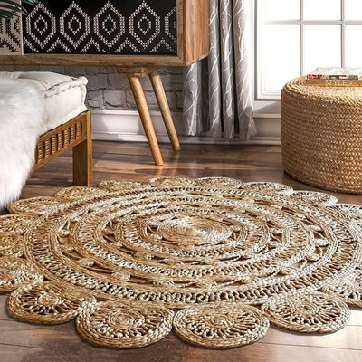新店促銷印度黃麻純手工編織圓形地毯北歐風ins素色民族風沙發茶幾臥室墊促銷活動