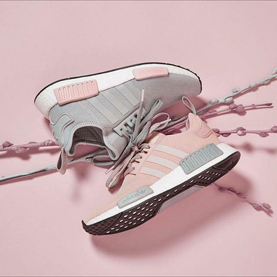 Adidas NMD R1 Womens Raw Pink White 灰粉 BOOST 慢跑 BY3058【ADIDAS x NIKE】