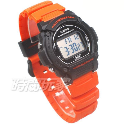 W-219H-4A 卡西歐 CASIO 復古風格 圓型錶殼設計 電子錶 亮橘色 橡膠 男錶【時間玩家】