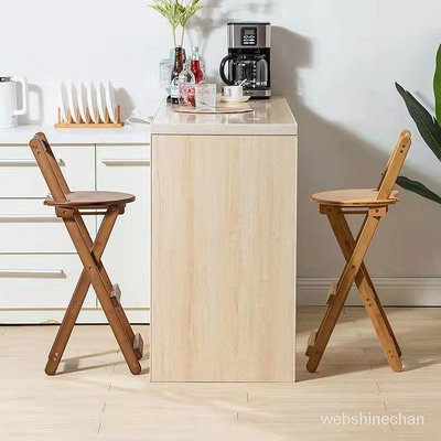 🔥🔥折疊椅子簡約 靠背吧臺椅 免安裝 高腳椅子凳子 廚房客廳折疊凳便攜椅 實木椅