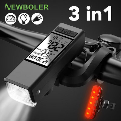Newboler 自行車車速表帶 LED 自行車燈 1000 流明自行車前燈帶喇叭 Type-C 可充電自行車頭燈夜間騎