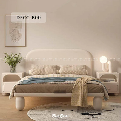 【大熊傢俱】DFCC B00 床架 皮床 奶油風 床組 軟床 造型床 兒童床 實木 訂製 現代床