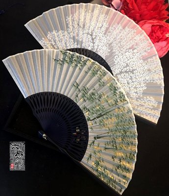 【熱賣精選】中國風鏤空真絲綢女式古風折扇子日式古典竹林小隨身櫻花禮品扇