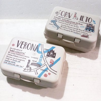 Vintage+。復古家。日本製Verona系列。硬式旅行手繪插畫塑膠長方形有蓋式多用途收納盒子(2色可選)(特價)