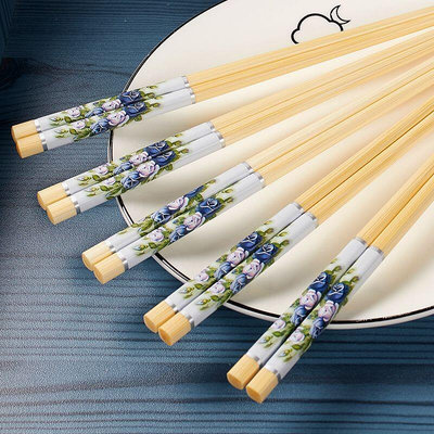 高顏值竹筷 家用天然高檔實木筷子 防滑防霉耐高溫木筷新款家庭裝~訂金