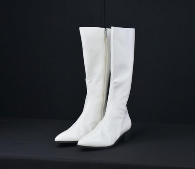 《玖隆蕭松和 挖寶網H》A倉 SKETCH IN LOVE 白色 245 皮質 尖頭 長靴 高筒靴 (12663)