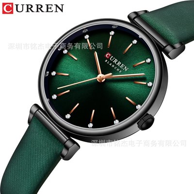男士手錶 CURREN卡瑞恩9081跨境女士防水石英手錶簡約時尚女士皮帶手錶女錶