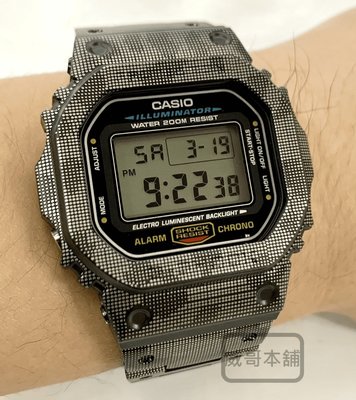 【威哥本舖】G-Shock 全新不鏽鋼改裝實品 DW-5600改裝 DW-5600E 已改含錶（灰迷彩）