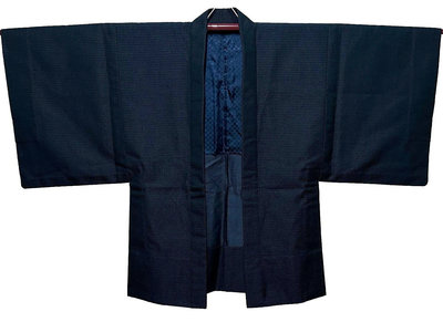 【茶】6-196 日本和服 絹男性用着物 羽織短外套