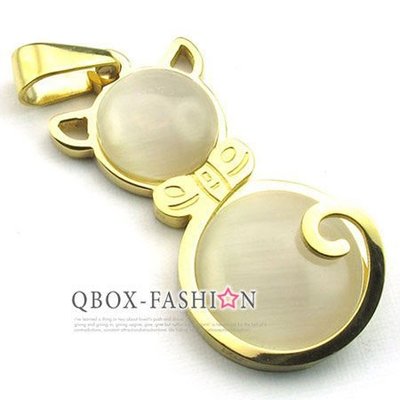 《 QBOX 》FASHION 飾品【W10022759】精緻可愛貓咪造型316L鈦鋼墬子項鍊(金色)