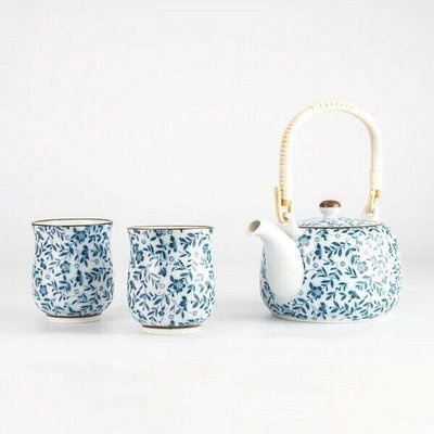 日本製 野花陶瓷茶具組 日式茶壺 茶器 茶具 杯子 煎茶杯 有田燒 泡茶壺 茶藝 茶道