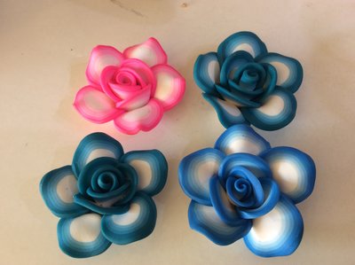 DIY 平底 軟陶 玫瑰 漸層 花朵 飾品 佈置 自由創作 53mm $12/朵