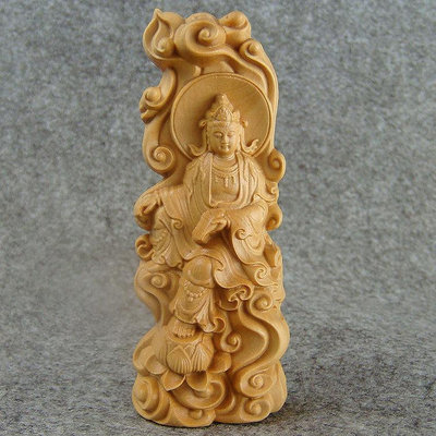 廠家直銷批發黃楊木雕佛像自在觀音平安符手把件木質工藝品吊牌