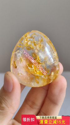 黃膠花水晶原石，顏色非常正，甚至能算金色了，非常好的一塊水晶 天然原石 奇石擺件 把玩石【匠人收藏】