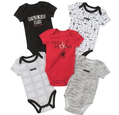 預購 美國帶回 Calvin Klein 童裝 寶寶 新生兒 CK 棉質短袖包屁衣組合 一套五件 彌月禮 生日禮