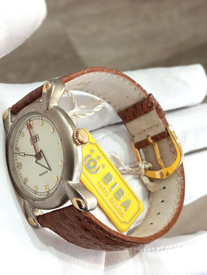法國品牌 Biba 碧寶 絕版 全新 巴黎設計 原廠法國真皮錶帶 古董錶 特殊指針  生活防水 可正常使用 中性石英錶-手圍19公分內