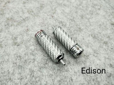 Edison audio 頂級碳纖維鍍銠 RCA 訊號線 接頭 端子 (紅色+白色/對）