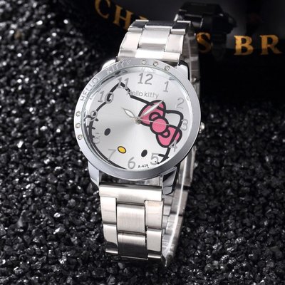 【熱賣精選】韓版可愛凱蒂貓時尚女腕錶hello kitty卡通女生手錶 不鏽鋼錶帶手錶 流行學院風手錶 G862RG
